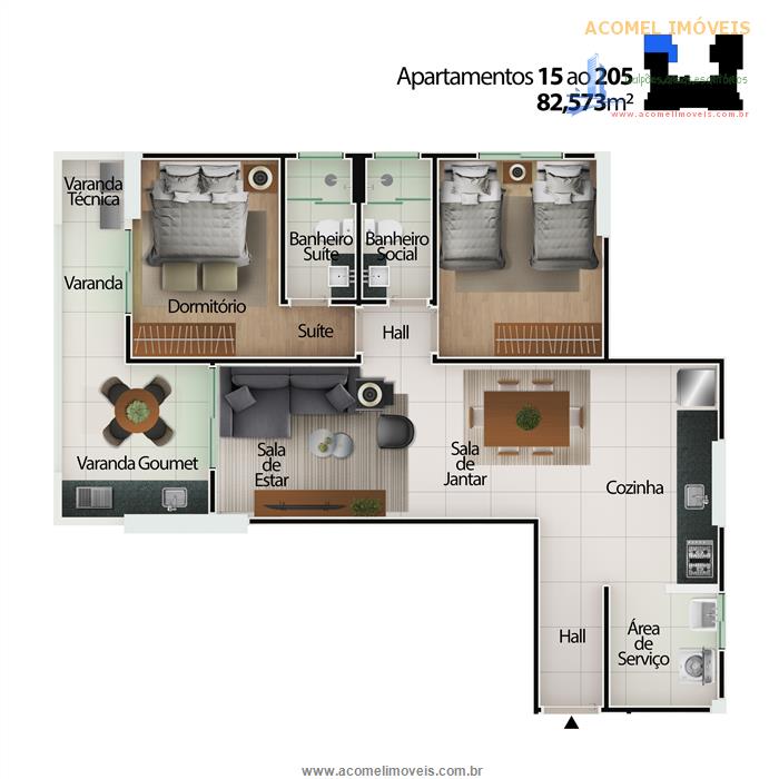 Apartamento à venda com 2 quartos, 82m² - Foto 3